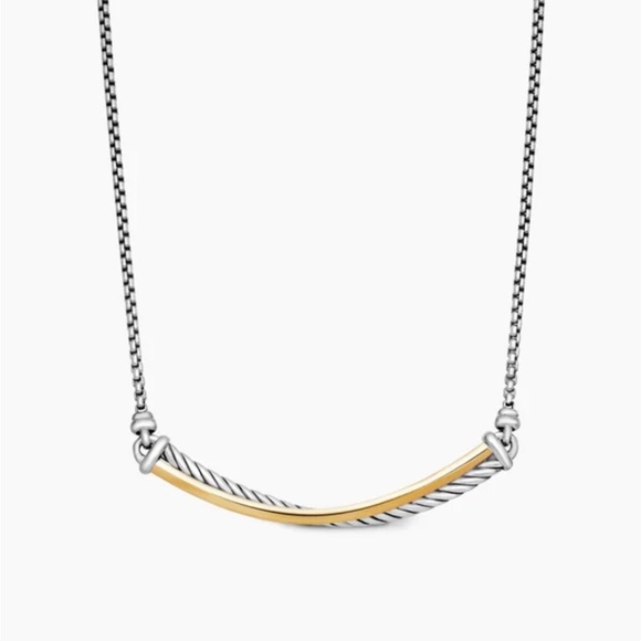 David Yurman Jewelry - David Yurman CROSSOVER BAR NECKLACE Sterling Silver with 18K Yellow Gold